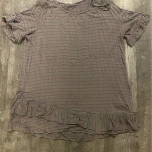 Gray with purple stripes long T-shirt perfect for teachers size medium